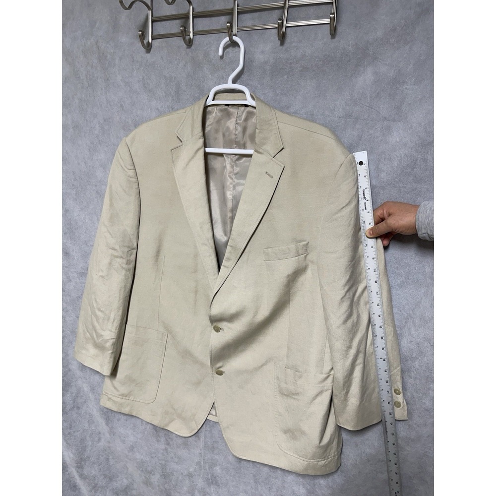 Oak Hill Blazer Men's 2XL Beige Linen Blend 2B Flannel Academia DXL 50-52R Luxe - Picture 5 of 11